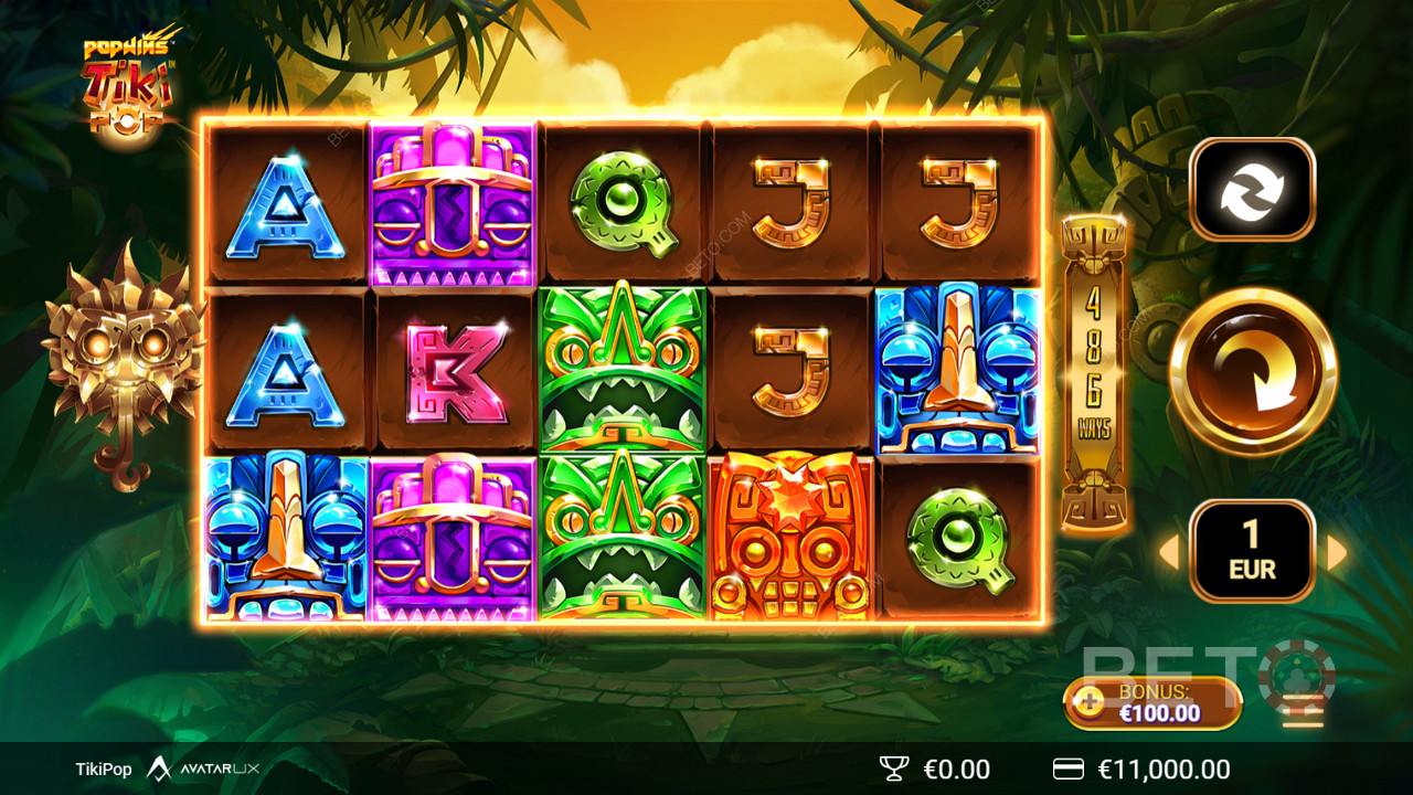 Genießen Sie das farbenfrohe Thema des Online-Spielautomaten TikiPop