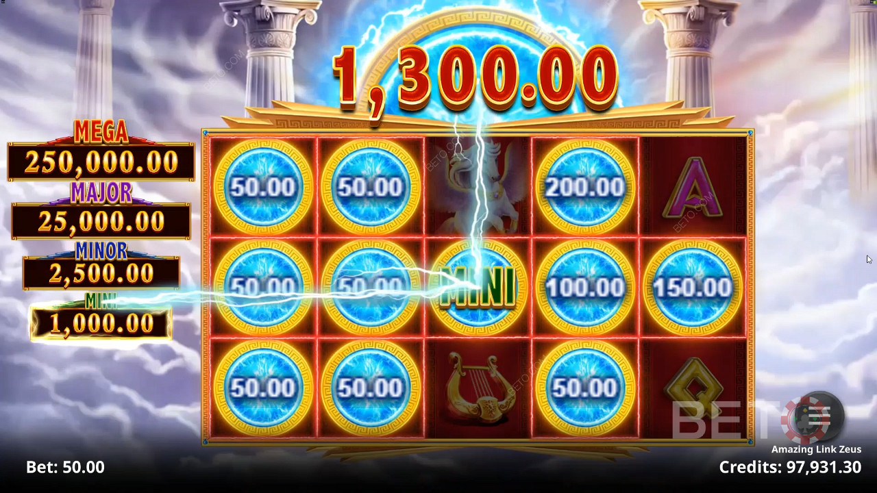Sonderzahlungssymbole im Spielautomaten Amazing Link Zeus