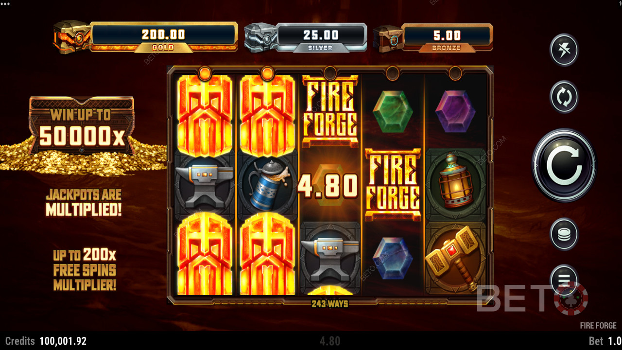 Fire Forge Slot mit einem maximalen Gewinn von 50.000x Ihres Einsatzes