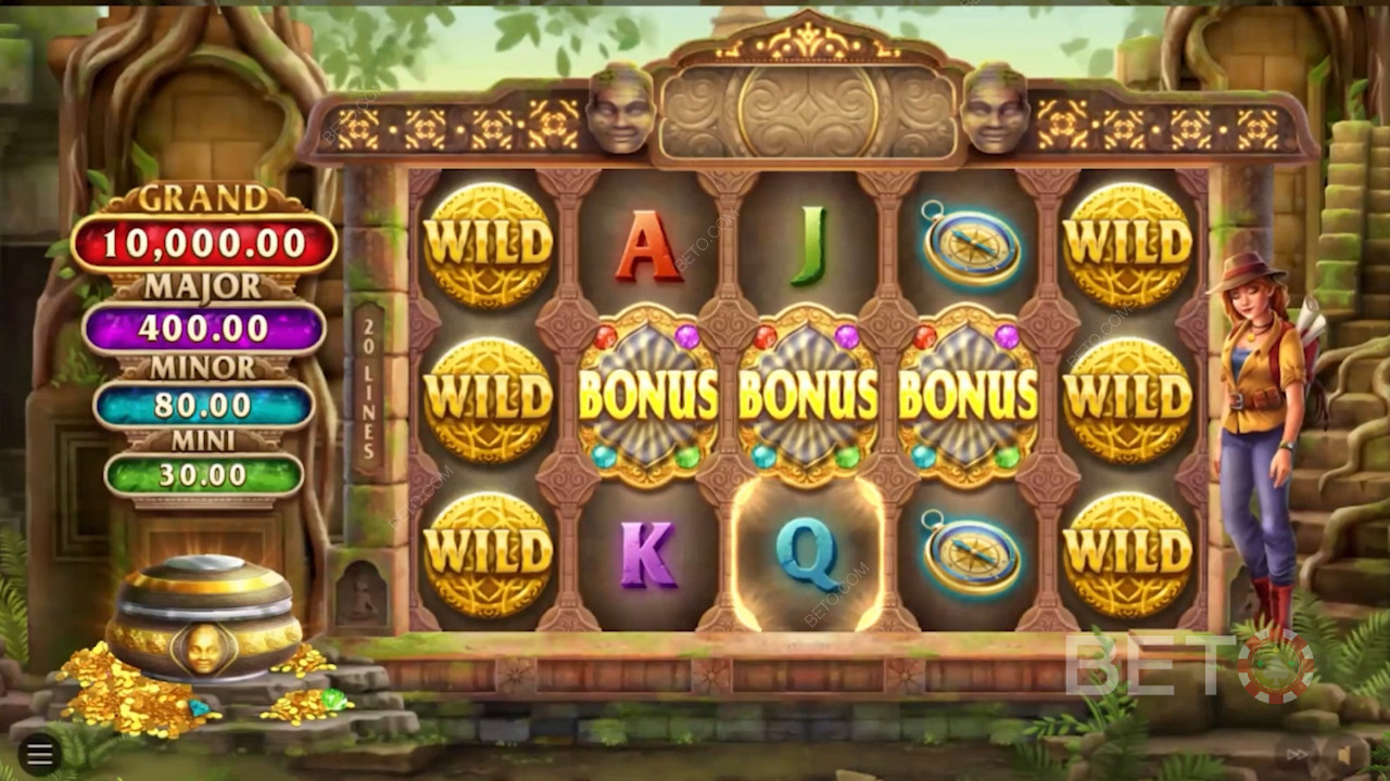 Erreichen Sie 3 Bonussymbole, um das Bonusspiel mit den festen Jackpots auszulösen.