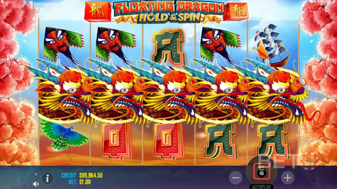 Floating Dragon ist ein Videospielautomat von Reel Kingdom mit 5 Walzen, 3 Reihen und 10 Gewinnlinien