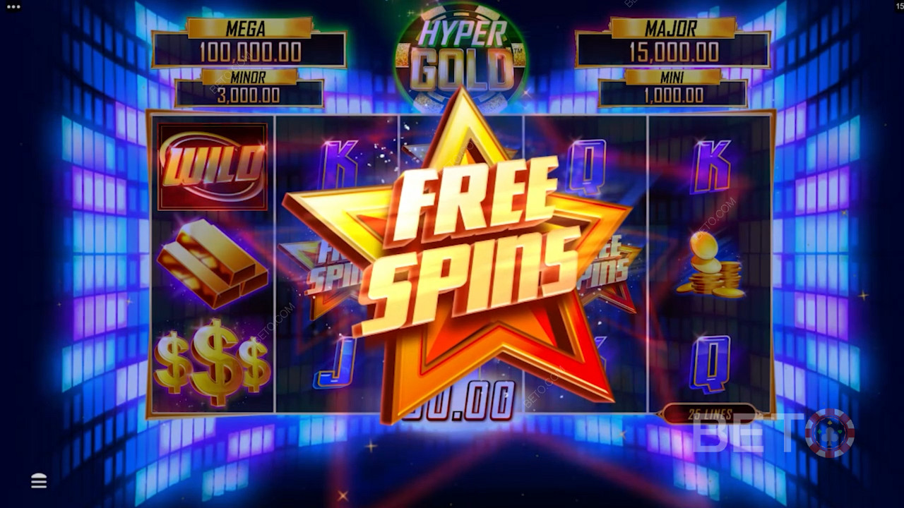 Verdienen Sie sich Freispiele und gewinnen Sie enorme Summen am Spielautomaten Hyper Gold