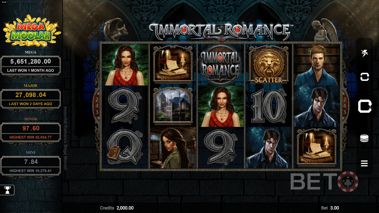 Immortal Romance Mega Moolah Spielautomat mit Vampir-Thema