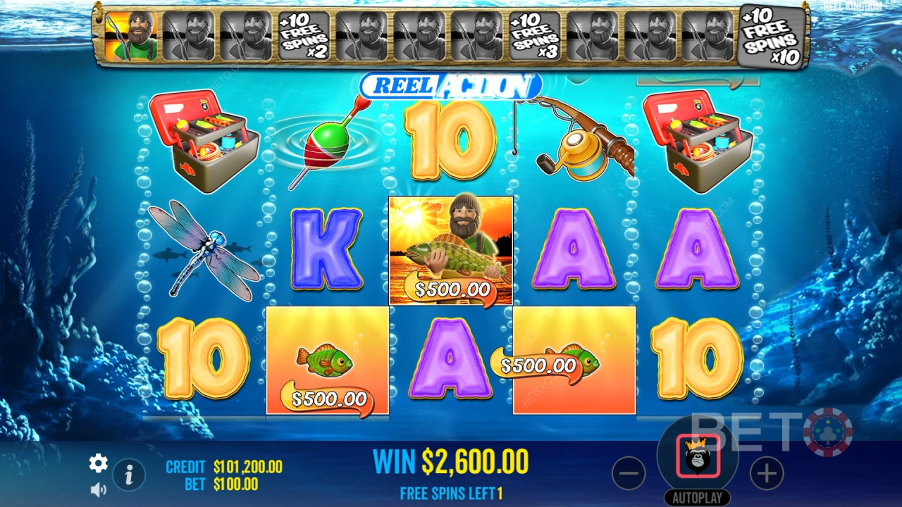 Bonusfunktionen erklärt in Big Bass Bonanza Rollenaktion von Reel Kingdom