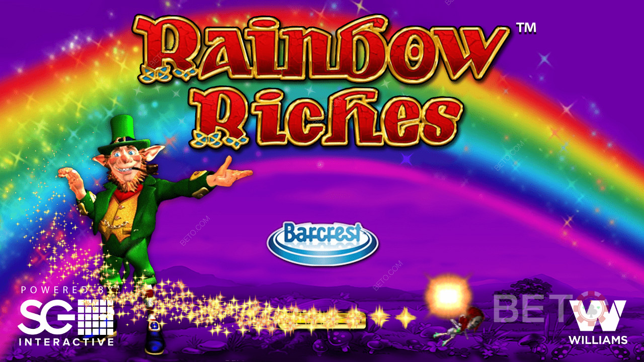 Eröffnungsbildschirm des Online-Spielautomaten Rainbow Riches