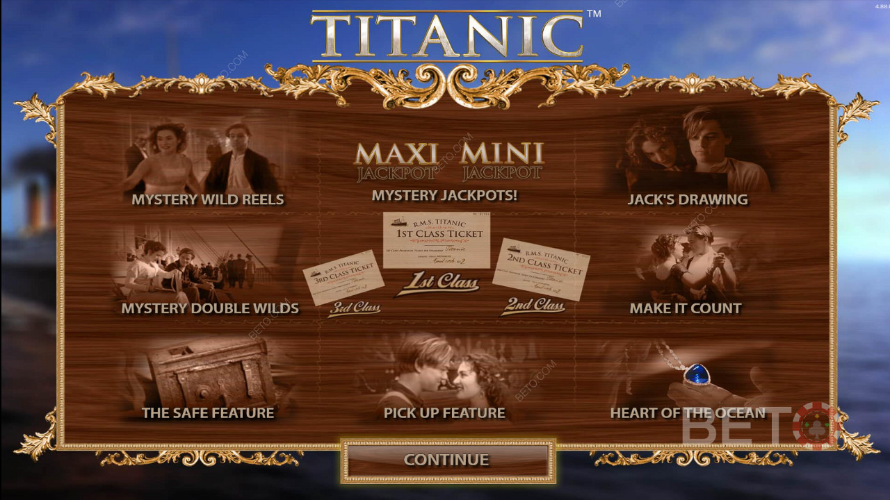 Genießen Sie zahlreiche Funktionen im Titanic Video Slot