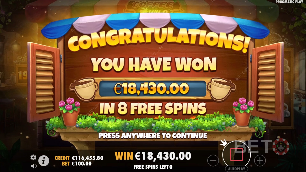 Gewinnen Sie das 4.000-fache Ihres Einsatzes im Coffee Wild Online Slot!