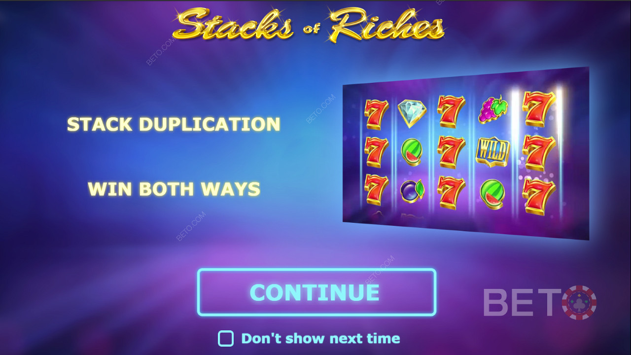 Intro-Bildschirm von Stacks of Riches