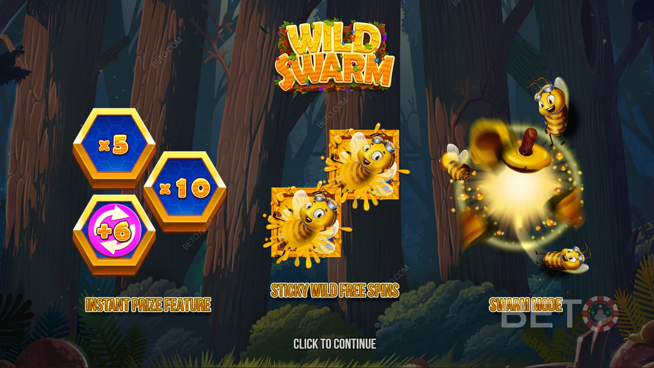 Genießen Sie die leistungsstarken Bonusfunktionen des Online-Spielautomaten Wild Swarm
