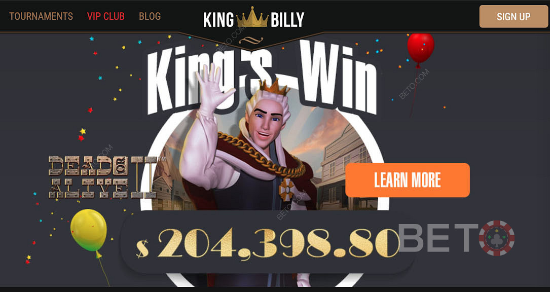 Holen Sie sich riesige Gewinne, indem Sie beliebte Spielautomaten im King Billy Casino spielen