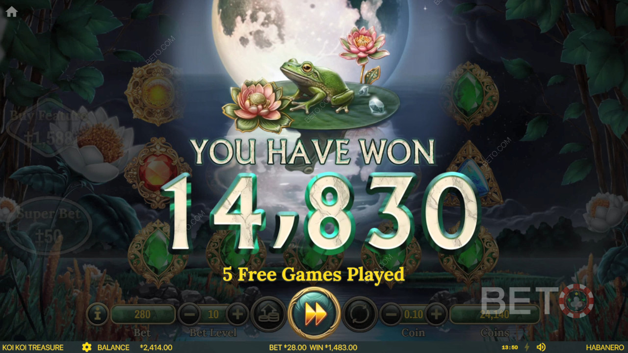 Gewinnen Sie das 1.682-fache Ihres Einsatzes im Koi Koi Treasure Slot Online!