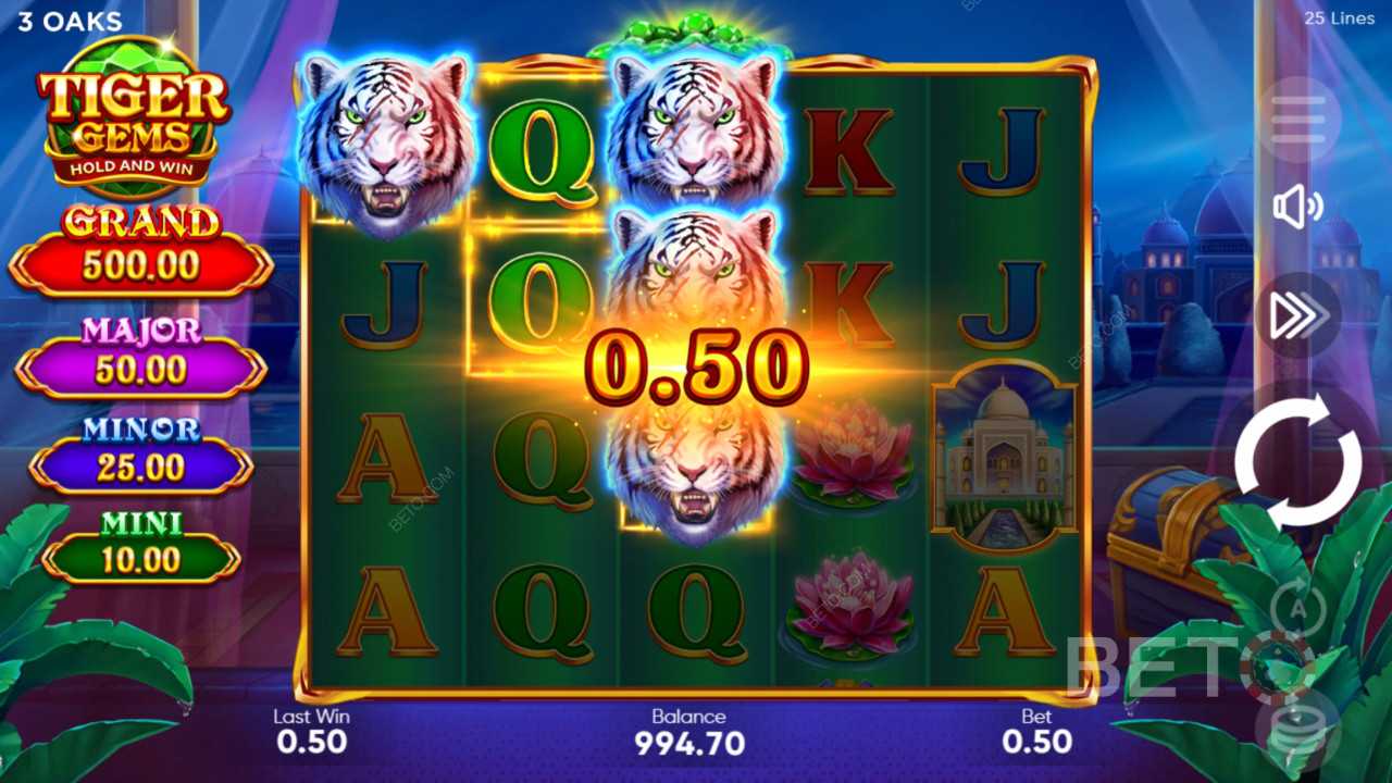 Gewinnen Sie das 1.560-fache Ihres Einsatzes in der Tiger Gems Slot Machine!