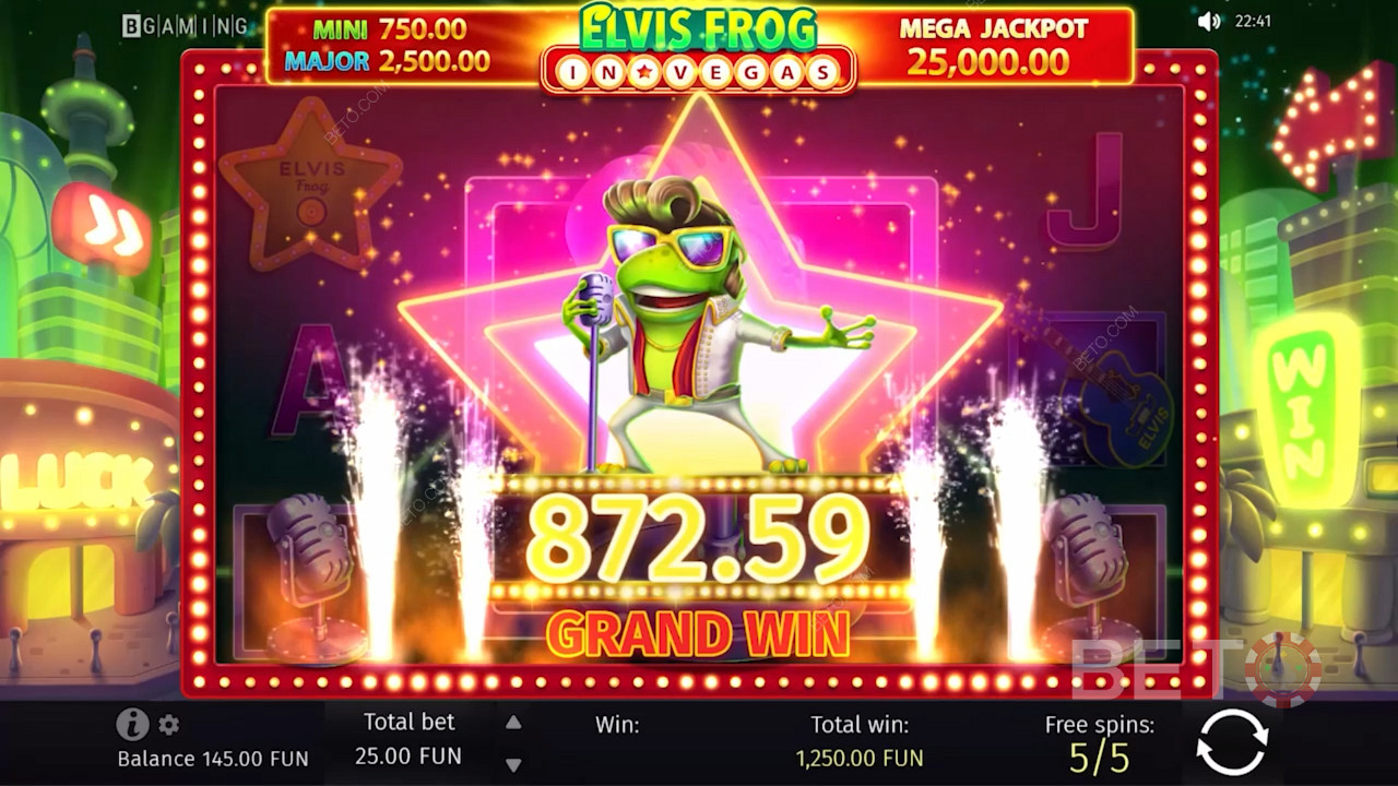 Gewinnen Sie große Beträge bei Elvis Frog in Vegas