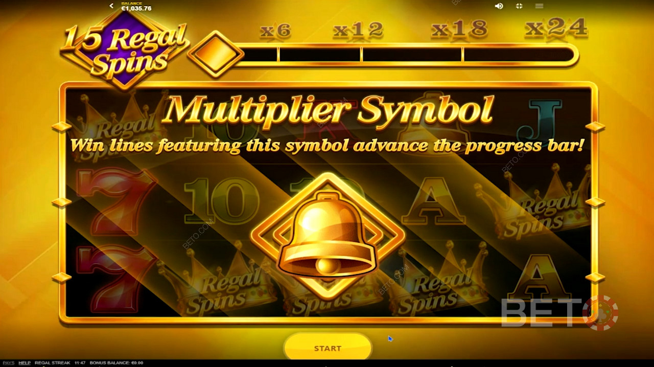 Das goldene Multiplikator-Symbol von Regal Streak