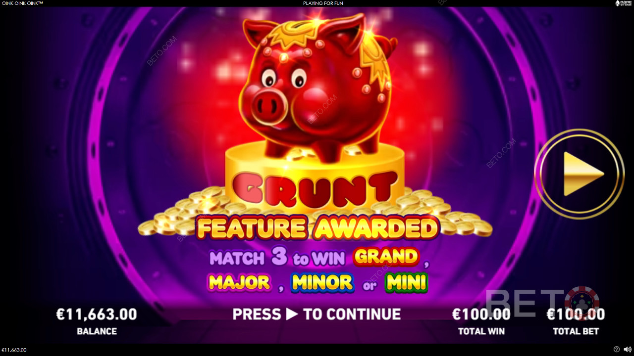 Erklärte Bonusfunktionen in Oink Oink Oink von Rarestone Gaming