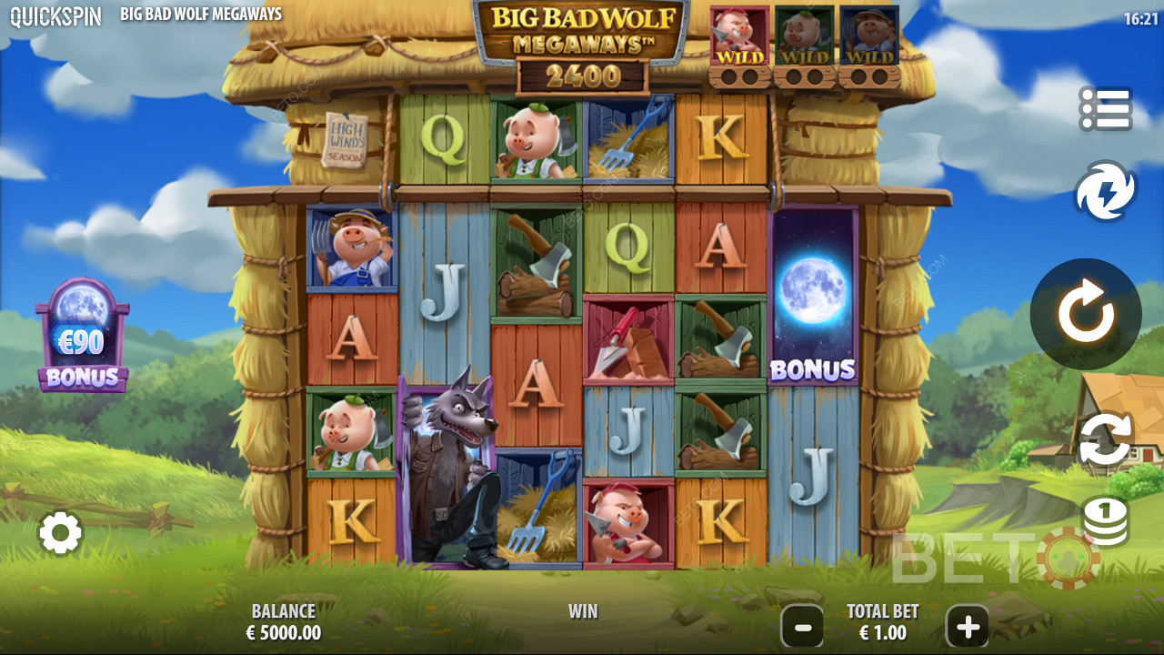 Genießen Sie leistungsstarke Funktionen im Online-Spielautomaten Big Bad Wolf Megaways