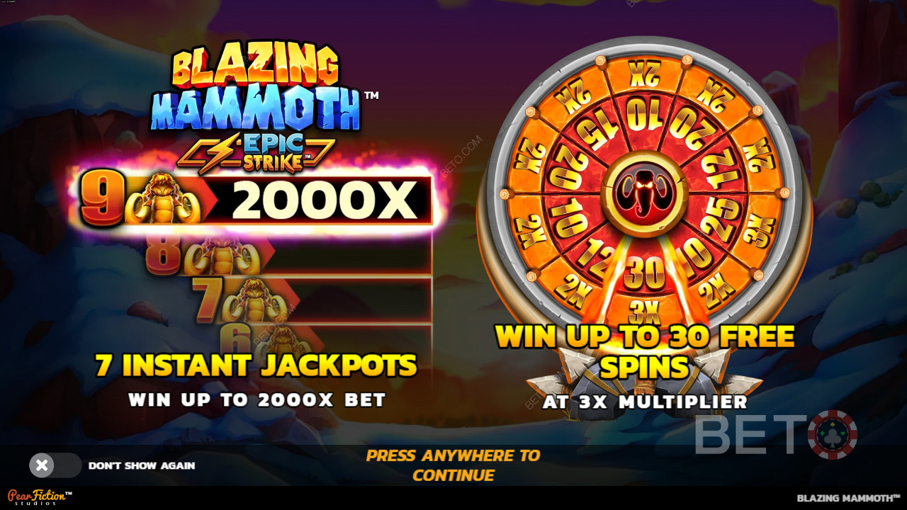 Gewinne das bis zu 2.000-fache deines Einsatzes im Blazing Mammoth-Spielautomaten