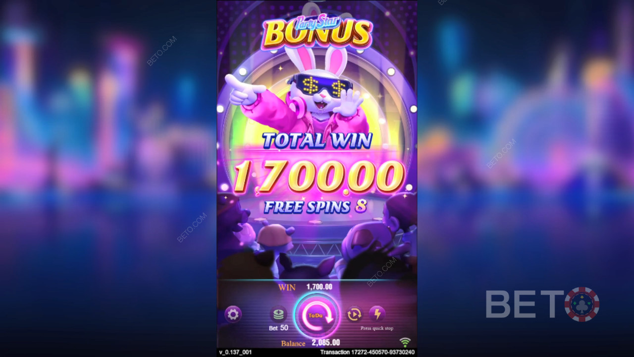 Erklärte Bonusfunktionen in Party Star von TaDa Gaming