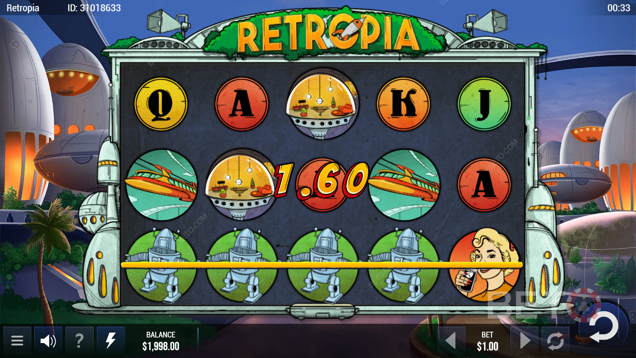 Profitieren Sie von 25 Gewinnlinien und landen Sie einfache Gewinne im Retropia-Spielautomaten
