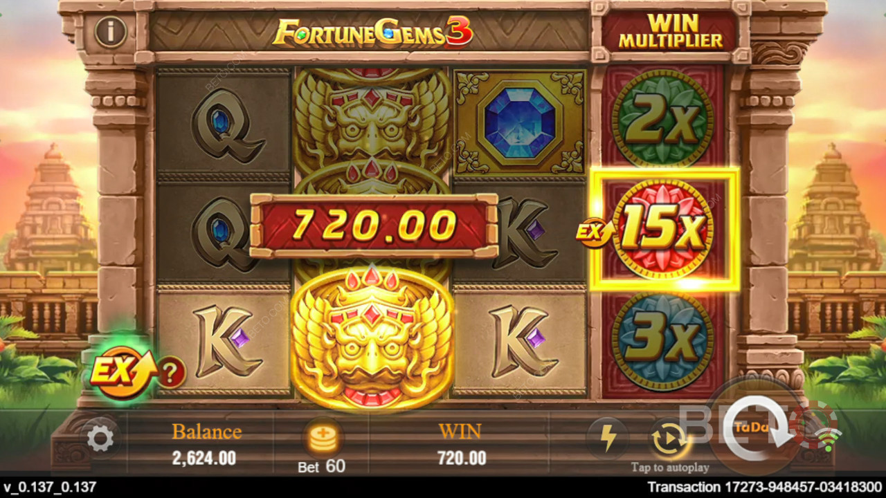 Gewinnen Sie das 10.125-fache Ihres Einsatzes im Fortune Gems 3 Slot Online!