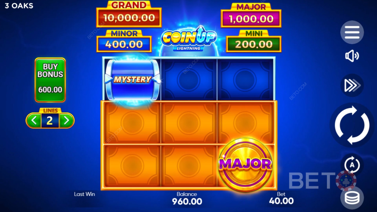 Erklärte Bonusfunktionen in Coin Up: Lightning von 3 Oaks Gaming