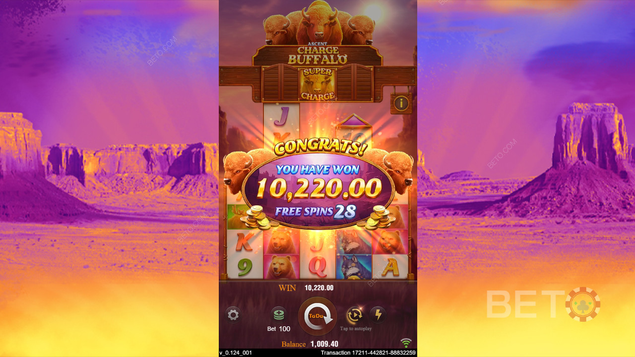 Gewinnen Sie das 20.000-fache Ihres Einsatzes in der Charge Buffalo-Ascent Slot Machine!