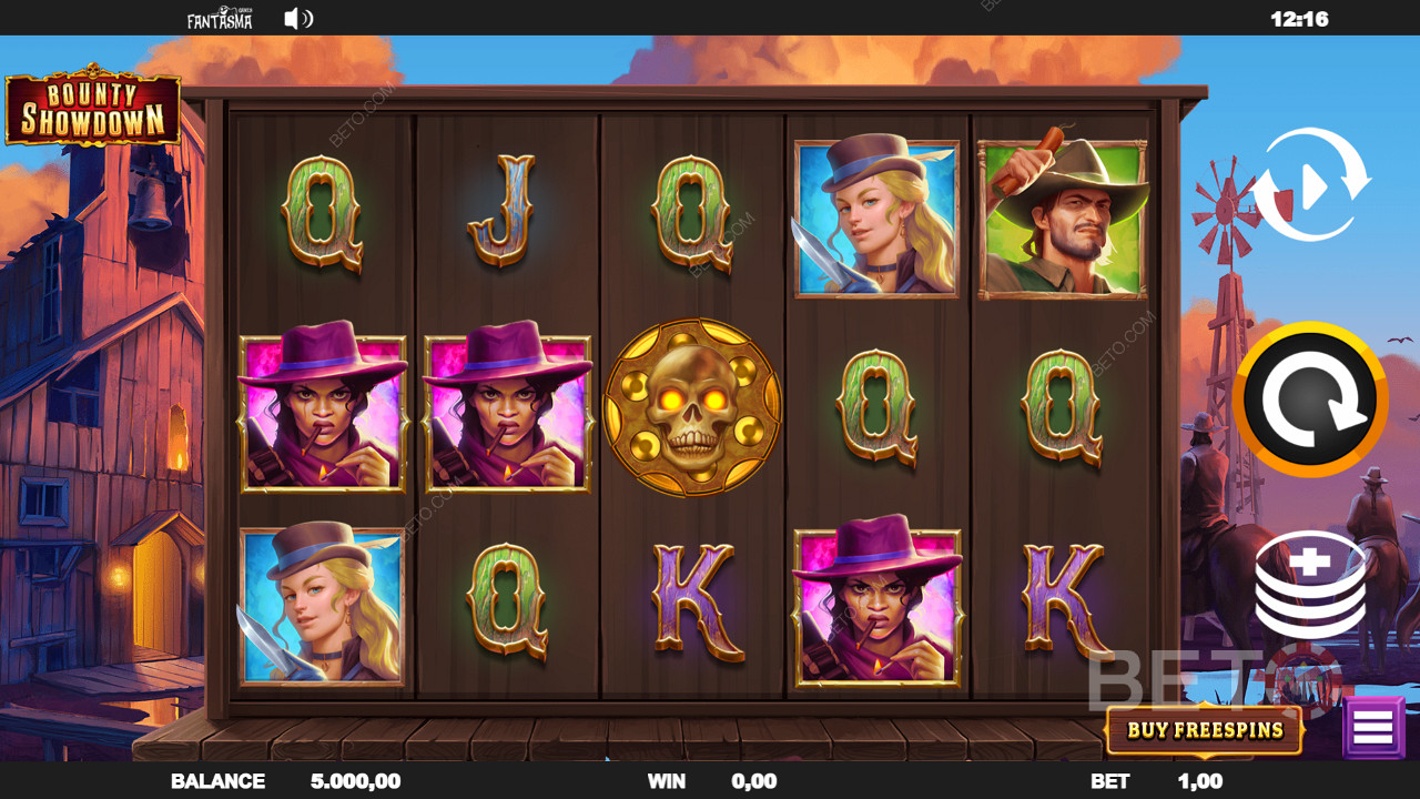 Spielen Sie Bounty Showdown und erleben Sie Cowboy-Symbole