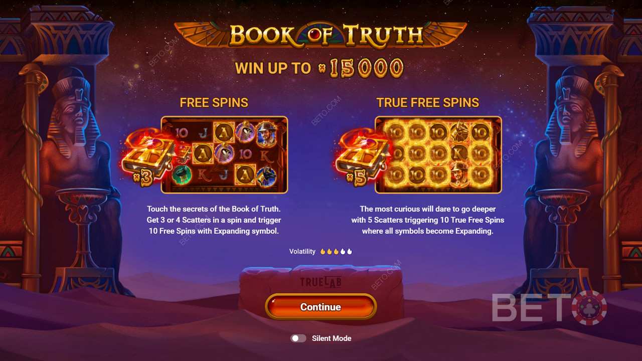 Freispiele und echte Drehungen des Book of Truth Slots