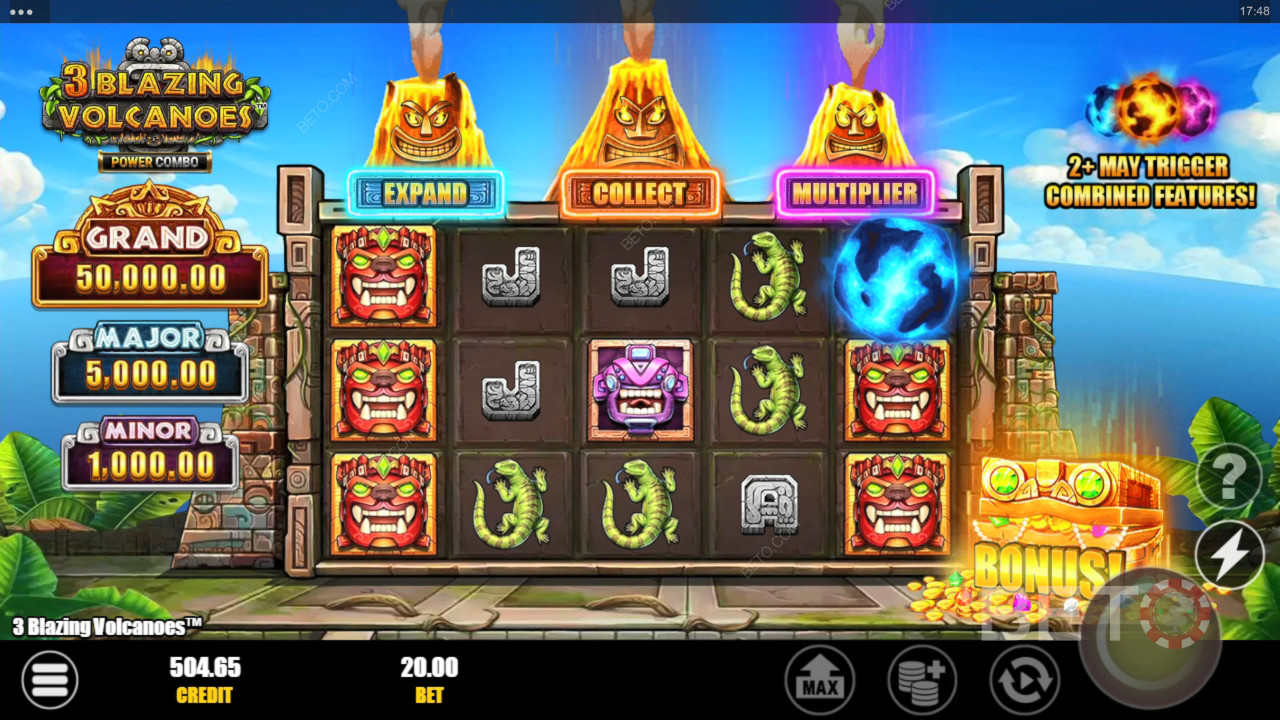 3 Blazing Volcanoes Power Combo Überprüfung durch BETO Slots