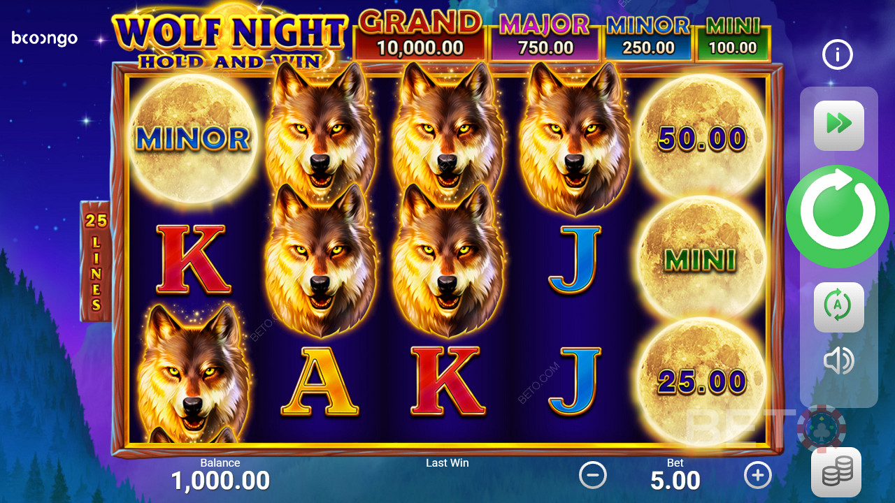 Wolf Night Slot mit Bonusrunde, Jackpots und Freispielen entwickelt von Booongo