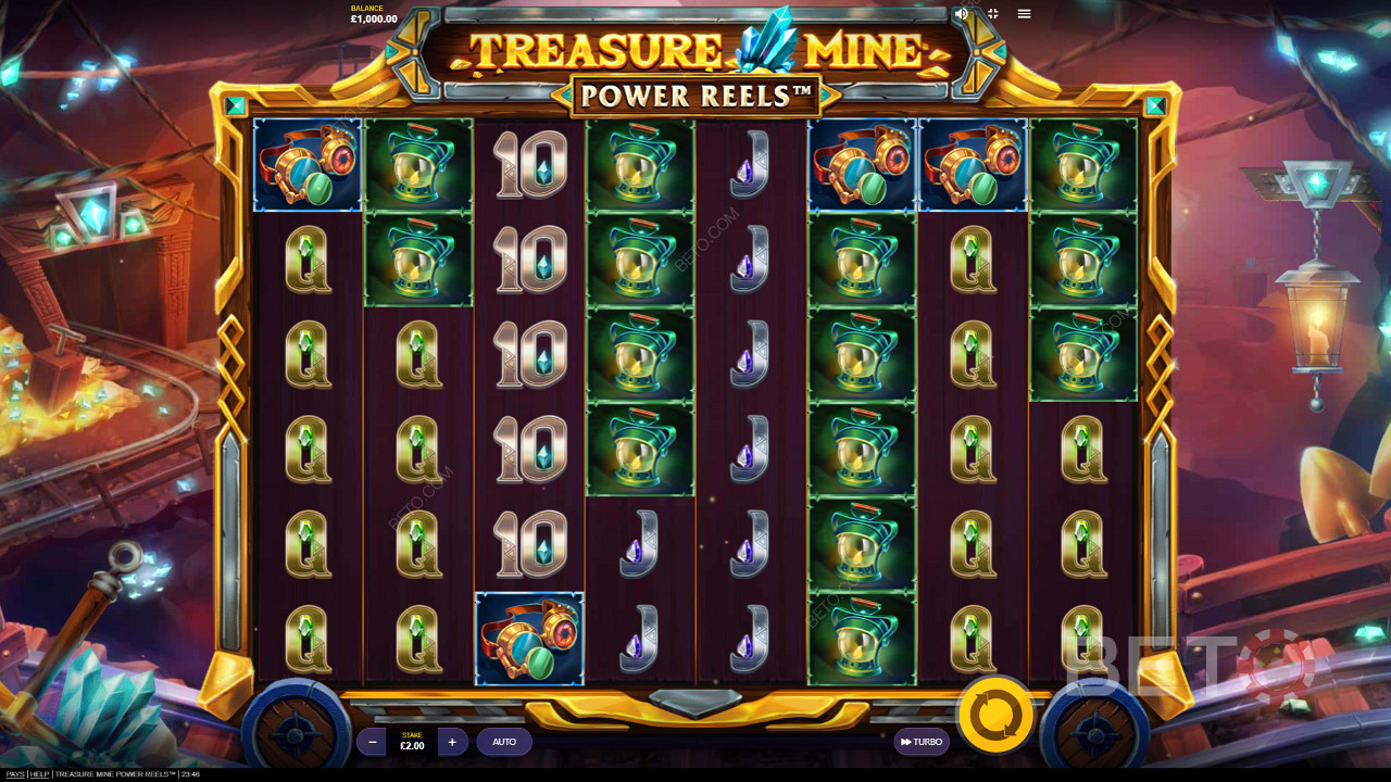 Genießen Sie ein fabelhaftes Thema und eine fabelhafte Grafik beim Treasure Mine Power Reels online slot