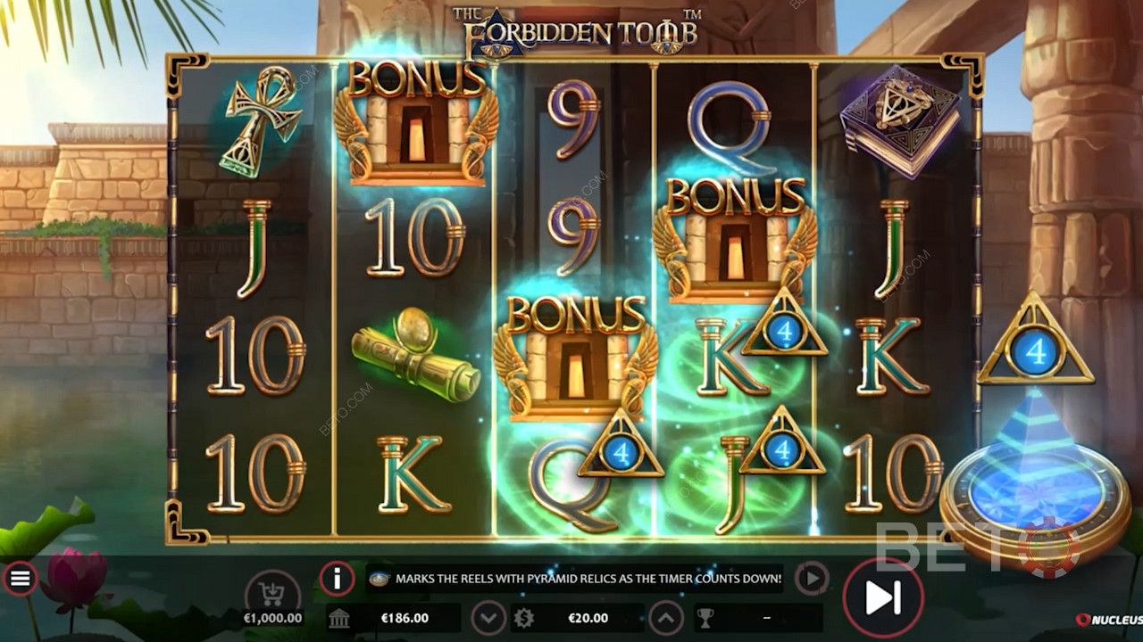 Lösen Sie Free Spins mit 5 bis 10 Wilds im The Forbidden Tomb Videospiel von Nucleus Gaming
