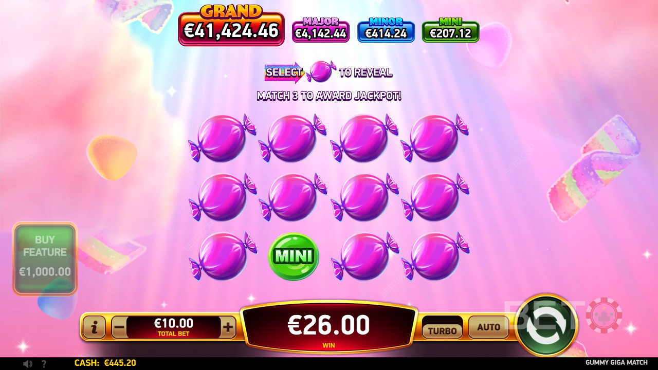Erklärte Bonusfunktionen im Gummy Giga Match von RubyPlay