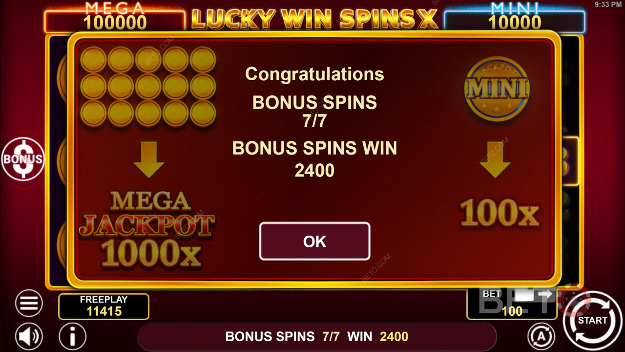 Erklärte Bonusfunktionen in Lucky Win Spins X von 1spin4win