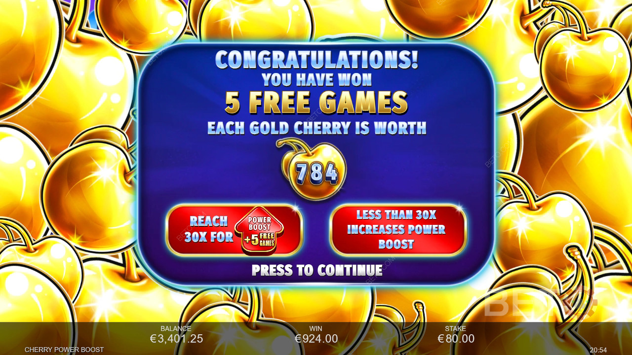 Gewinnen Sie das 2.500-fache Ihres Einsatzes im Cherry Power Boost Online Slot!