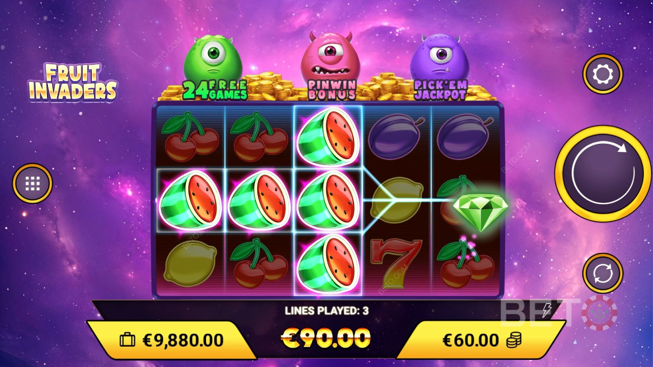 Gewinnen Sie das 1.200-fache Ihres Einsatzes beim Fruit Invaders Slot Online!