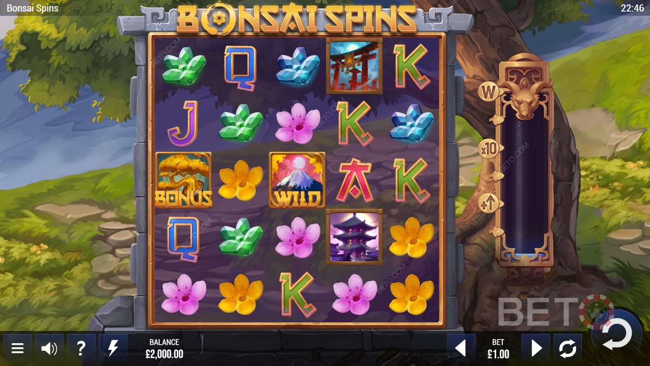 Forest themed Bonsai Spins Spiel von entwickelt von Epic Industries