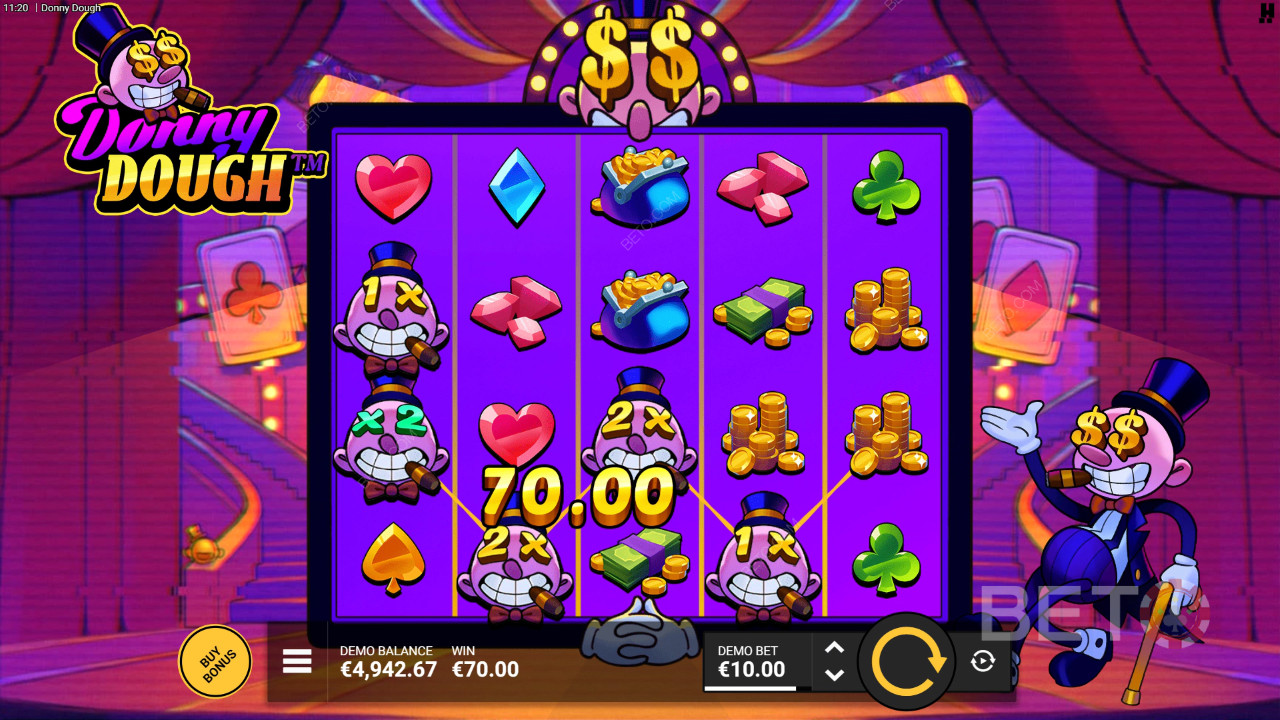Gewinnen Sie das 10.000-fache Ihres Einsatzes an der Donny Dough Slot Machine!