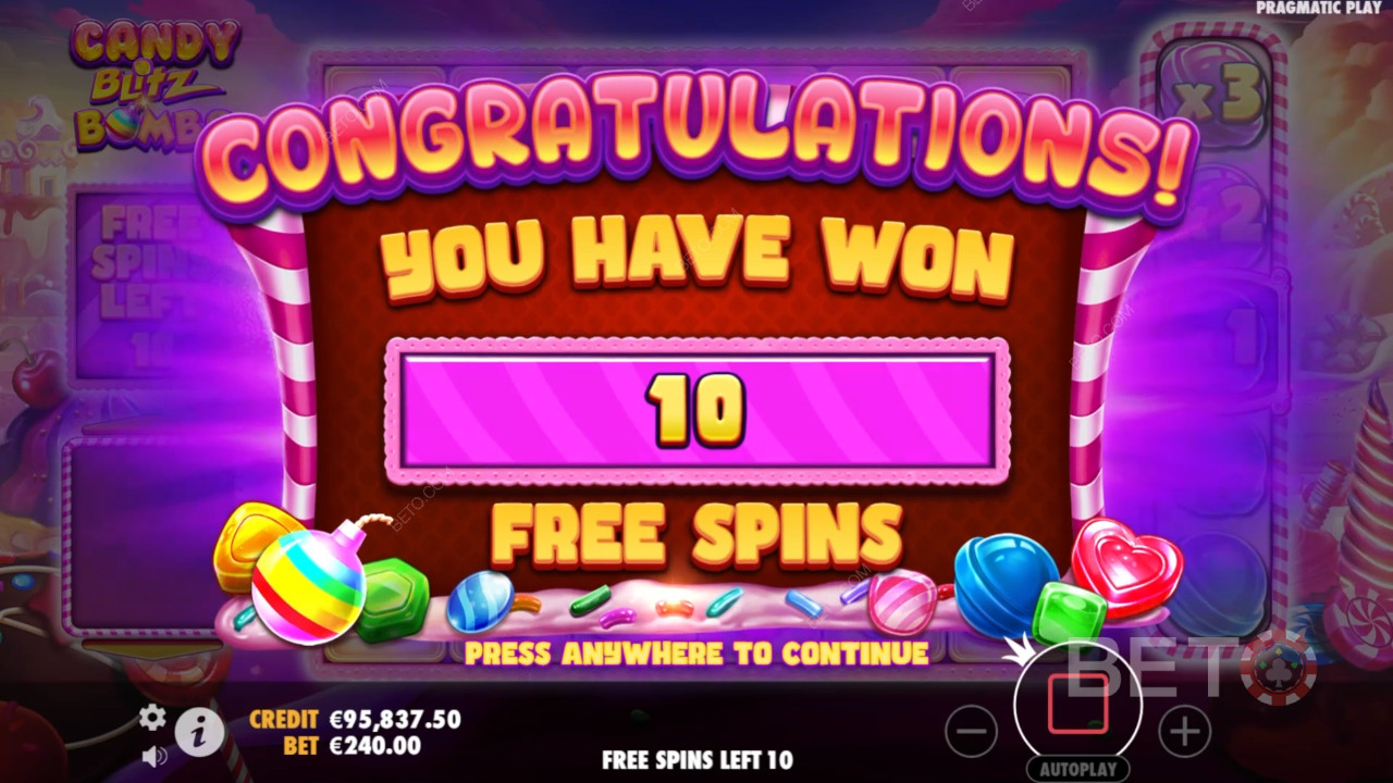 Gewinnen Sie das 5.000-fache Ihres Einsatzes beim Candy Blitz Bombs Video Slot!