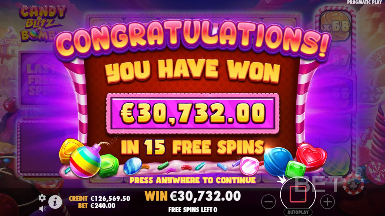 Erklärte Bonusfunktionen in Candy Blitz Bombs von Pragmatic Play
