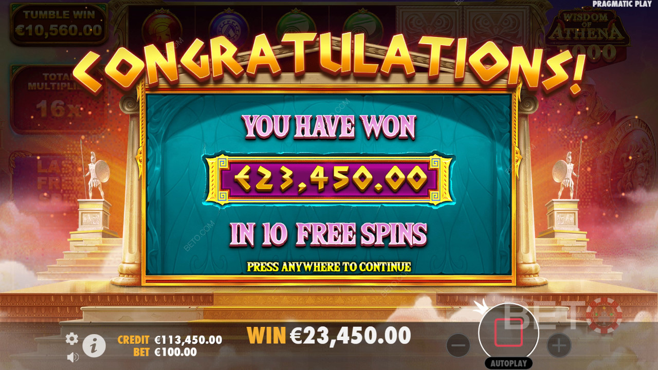 Gewinnen Sie das 10.000-fache Ihres Einsatzes im Wisdom of Athena 1000 Slot!
