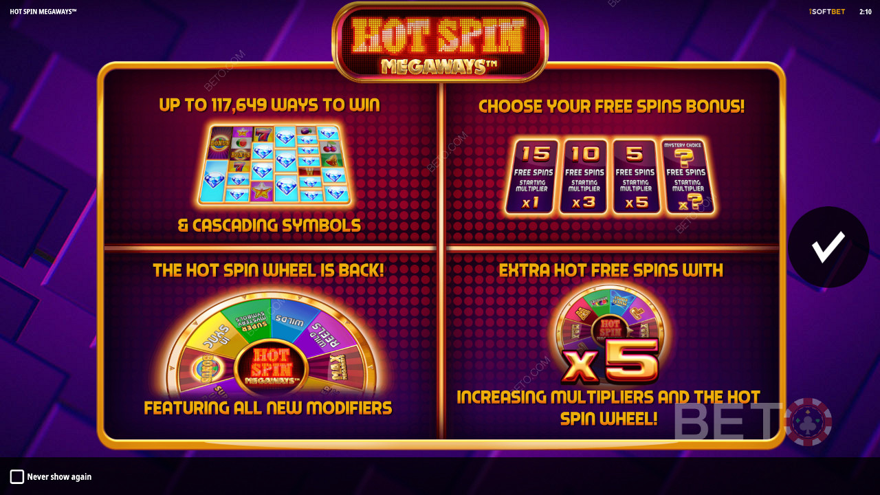Intro-Bildschirm von Hot Spin Megaways