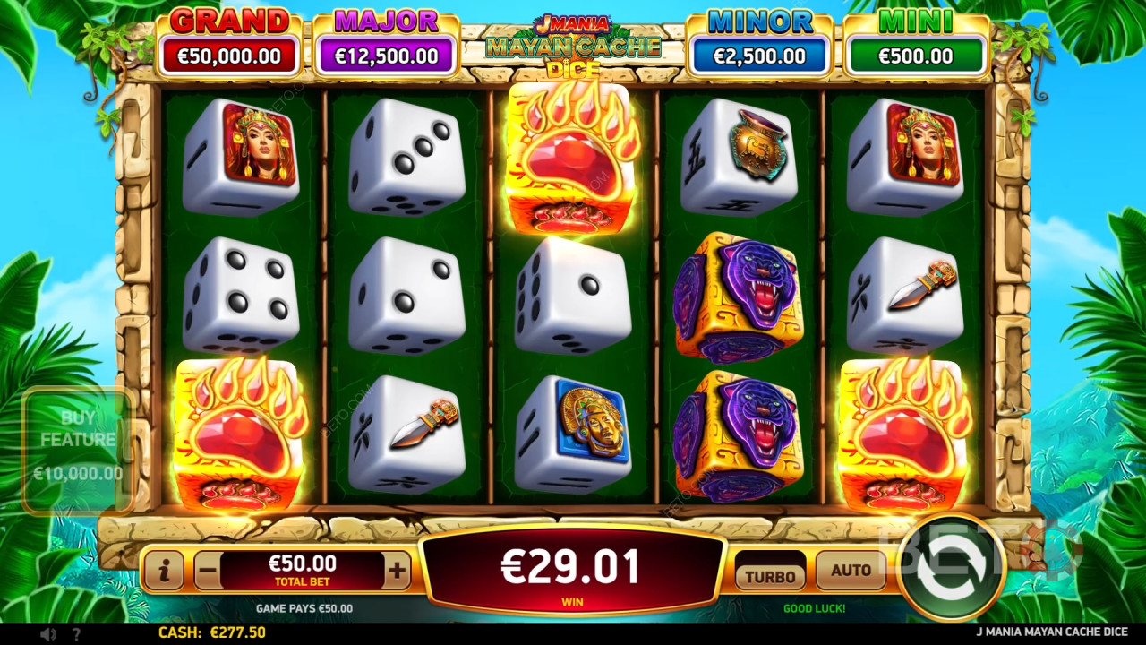 J Mania Mayan Cache Dice Überprüfung durch BETO Slots