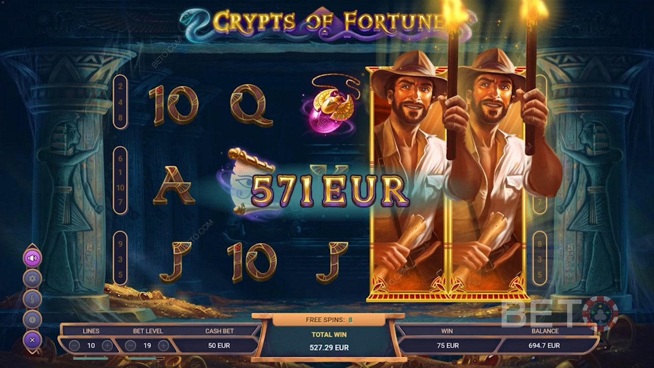 Genießen Sie expandierende Symbole in den Freispielen des Crypts of Fortune-Spielautomaten