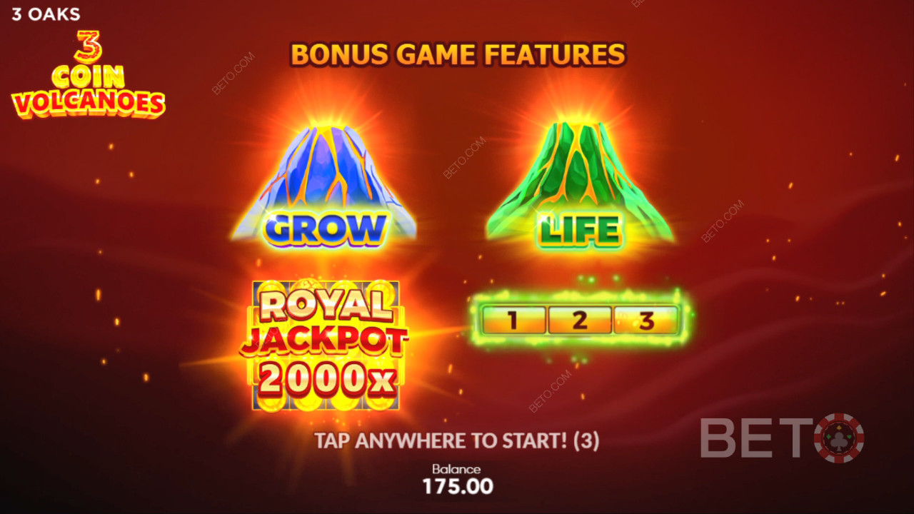 Bonusfunktionen in 3 Coin Volcanoes von 3 Oaks Gaming erklärt