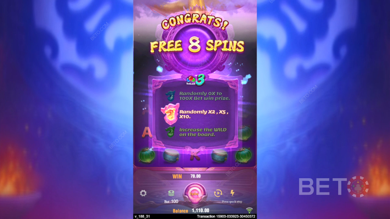 Erklärte Bonusfunktionen in 3 Pot Dragons von TaDa Gaming