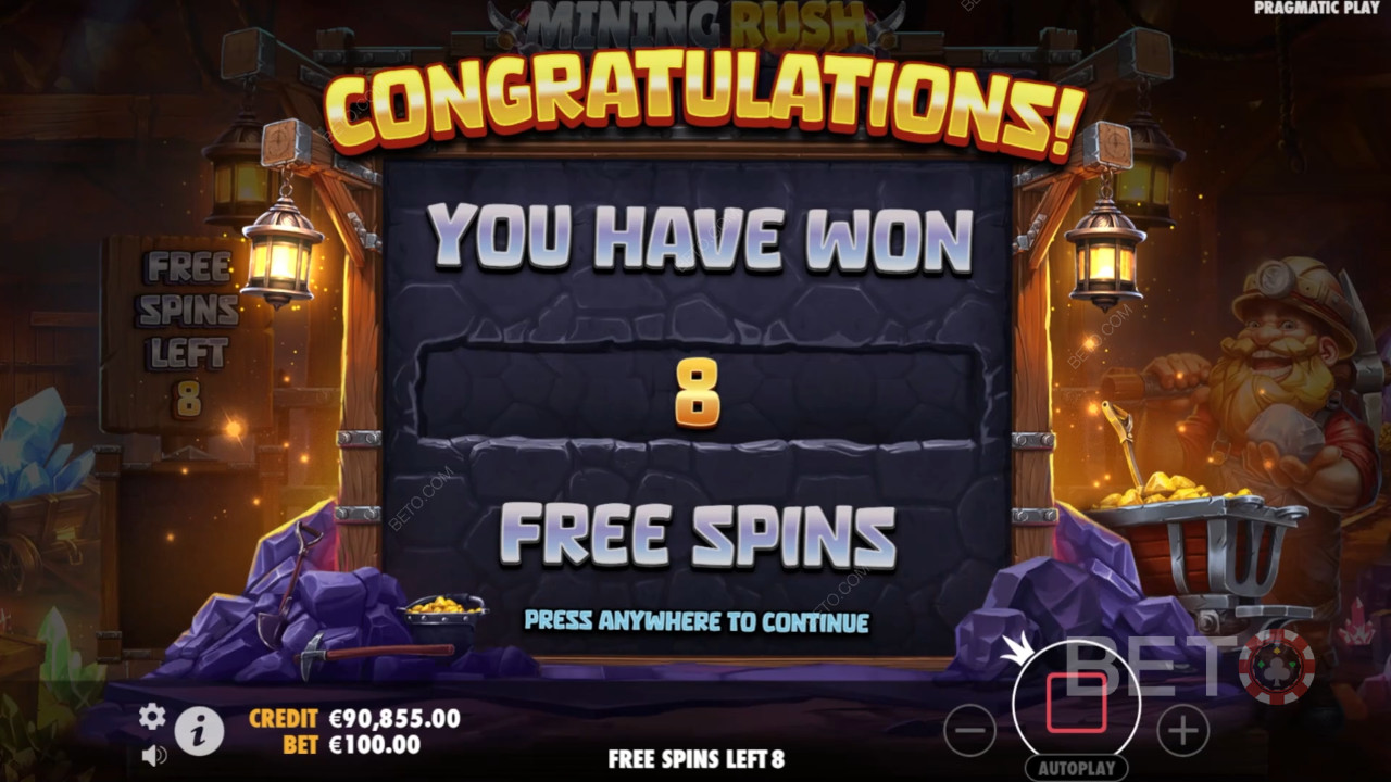 Die Bonusfunktionen in Mining Rush werden erklärt von Pragmatic Play