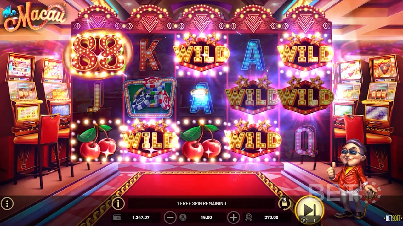 Genießen Sie Sticky Wilds in Freispielen am Online-Spielautomaten Mr. Macau