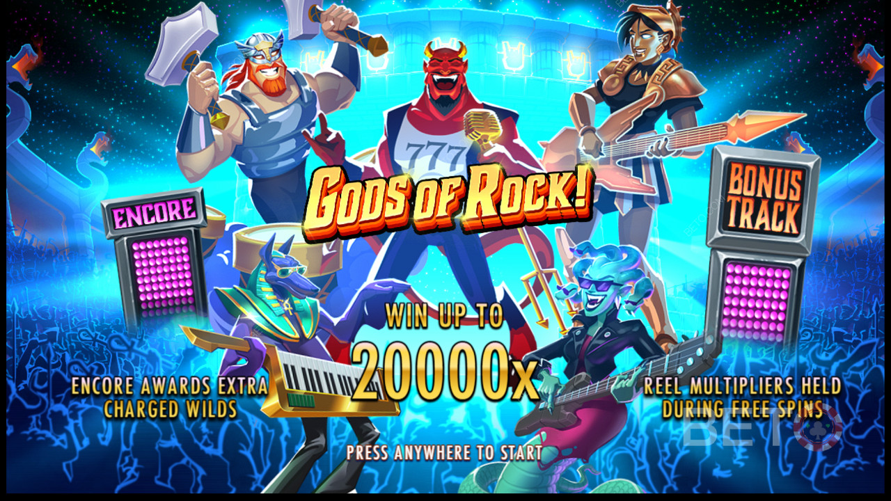 Genießen Sie mehrere leistungsstarke Bonusfunktionen im Gods of Rock-Spielautomaten