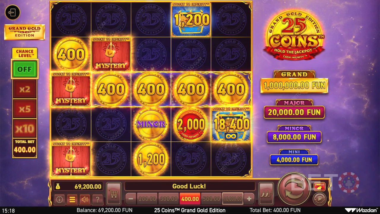 25 Münzen Grand Gold Edition Bewertung von BETO Slots